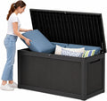 350 Gallon Extra Large Outdoor Storage Box，Resin Waterproof Deck Box，Black