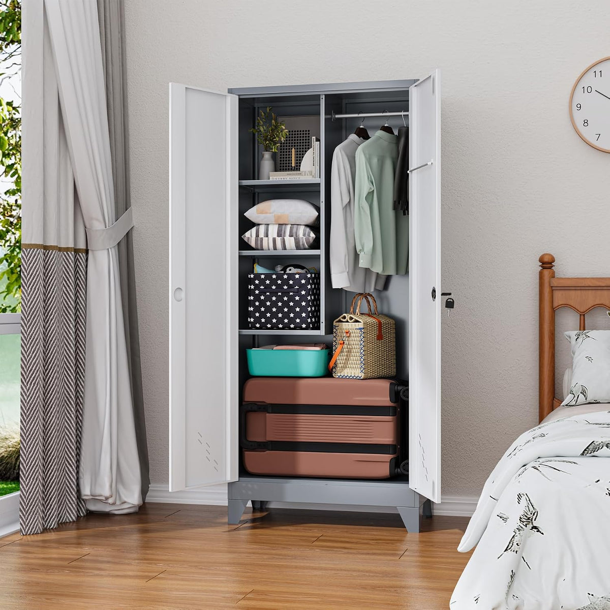 oseillc metal storage cabinet with locking doors, 61", package contents