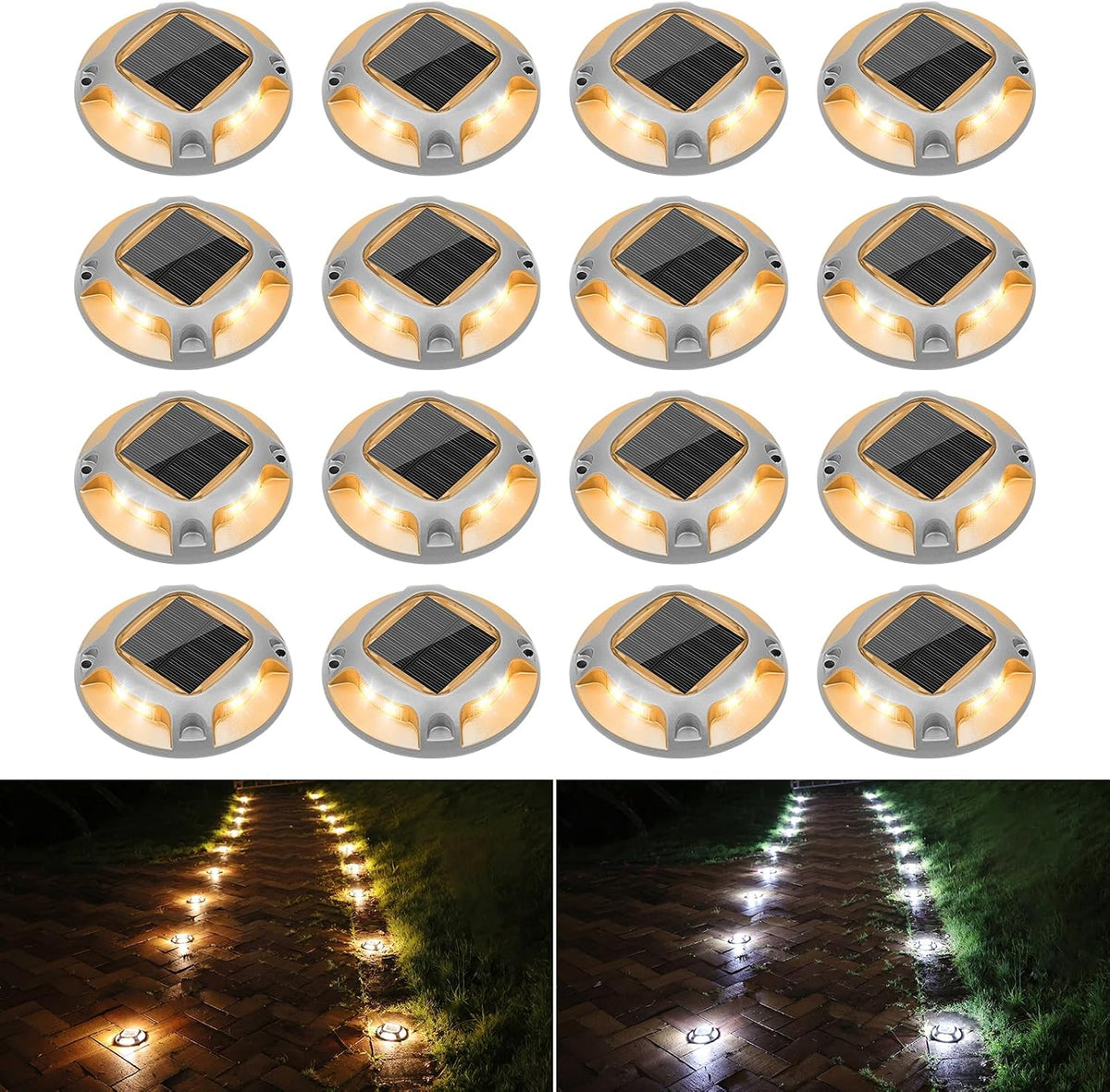 VOLISUN Solar Driveway Marker Lights Dock Marine Led Deck Outdoor 16 Pack