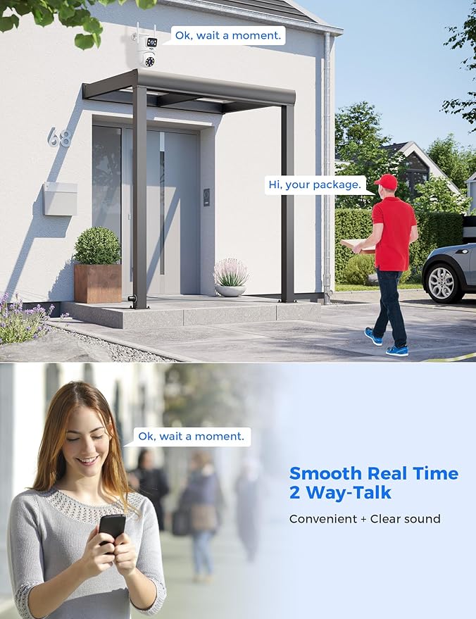 Hiseeu 2 Pack Wireless Security Camera 5G/2.4G WiFi Dual Lens PTZ Camera