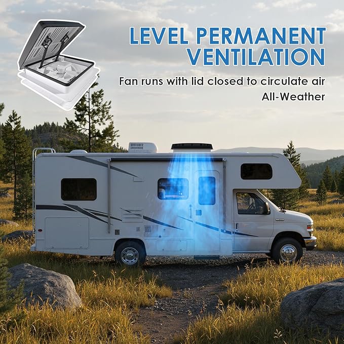 2012 Air Max 14" Vent RV Roof Vent Reversible Exhuast Fan, Ultra Low Sound RV