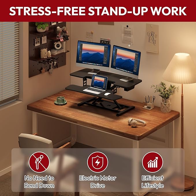 SANODESK 40" Electric Standing Desk Converter， Height Adjustable Riser