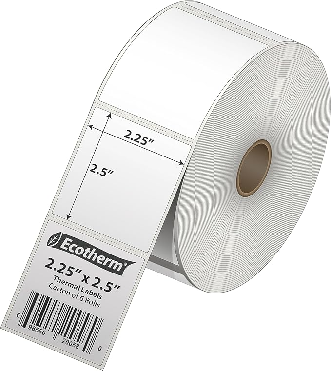 2.25" x 2.5" Thermal Labels | 6 Rolls | 6000 Labels | fits Zebra, Offnova