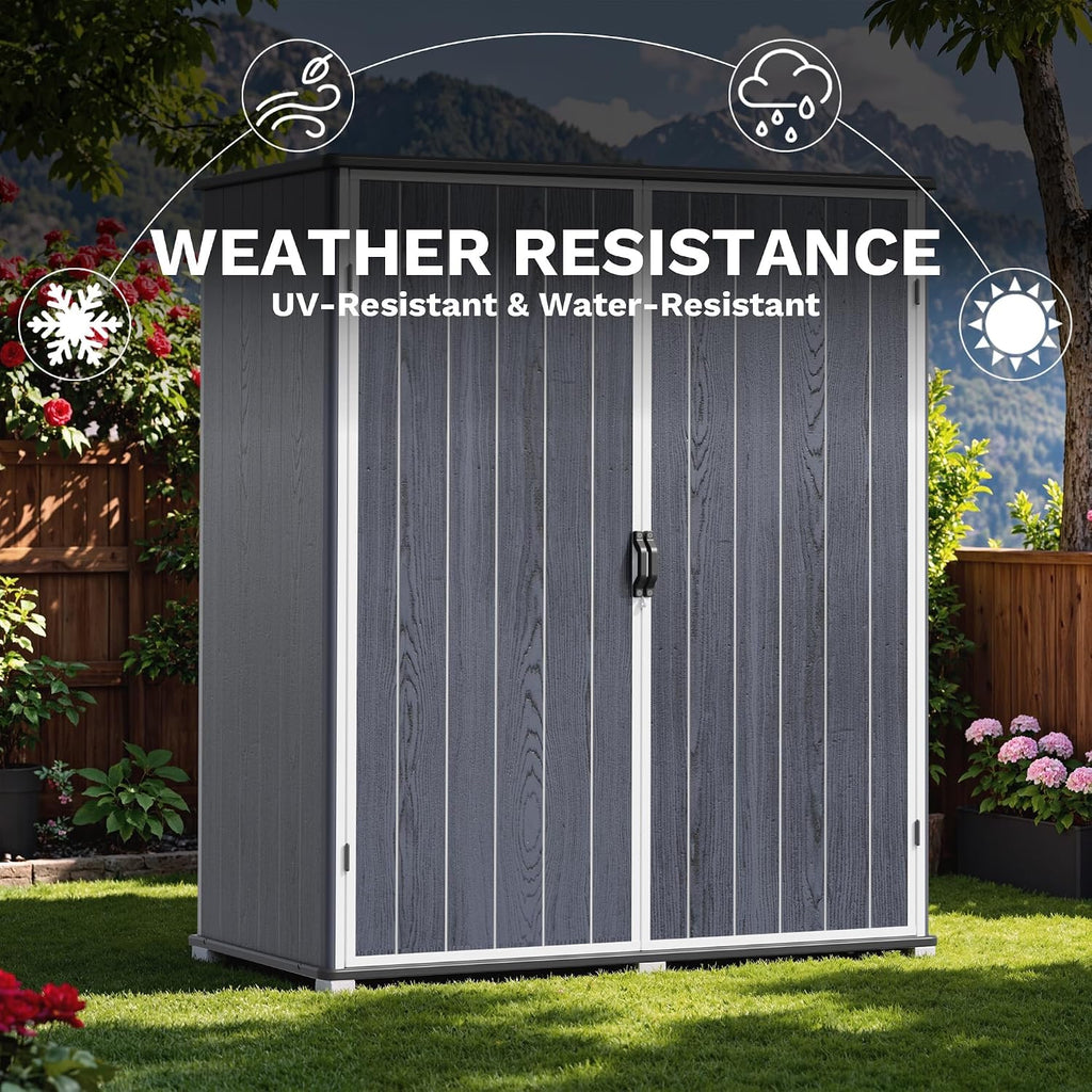 devoko 5x3 ft resin storage shed with floor showing dimensions
