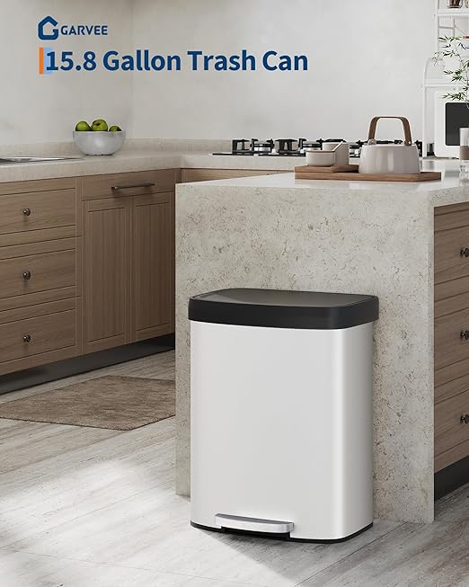 Garvee 16 gal / 60 L Metal Trash Can