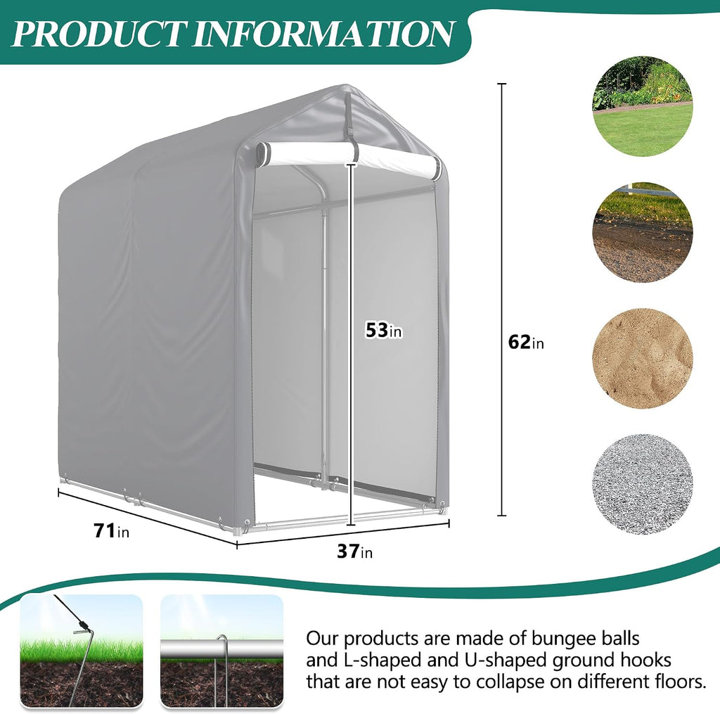 gartoo 6 x 3ft outdoor cycle storage shelter, close-up detail