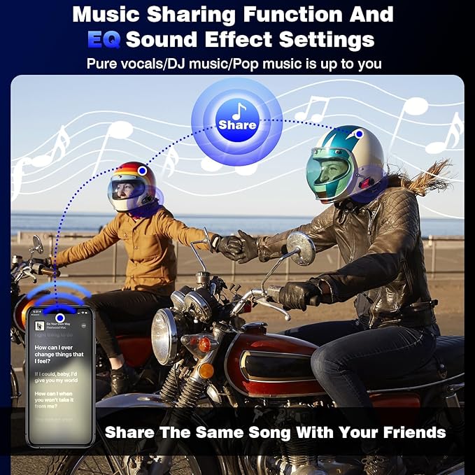 ZOVTIX Motorcycle Helmet Headset Support 8 Riders Group Intercom Communication