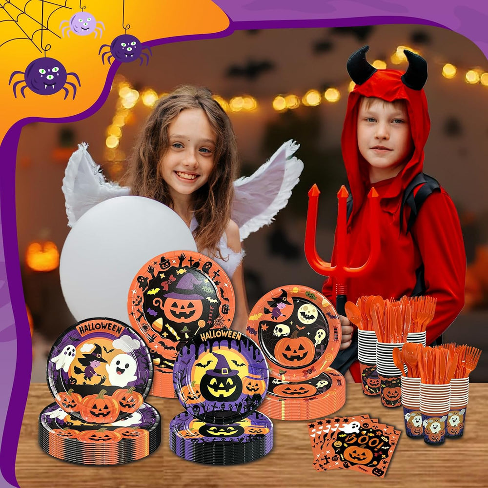 UJoyant 700 PCS Halloween Plates and Napkins Sets, Halloween Party Supplies I...