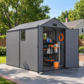 MNLR 6x10 FT Resin Outdoor Storage Shed with Floor & 2 Windows