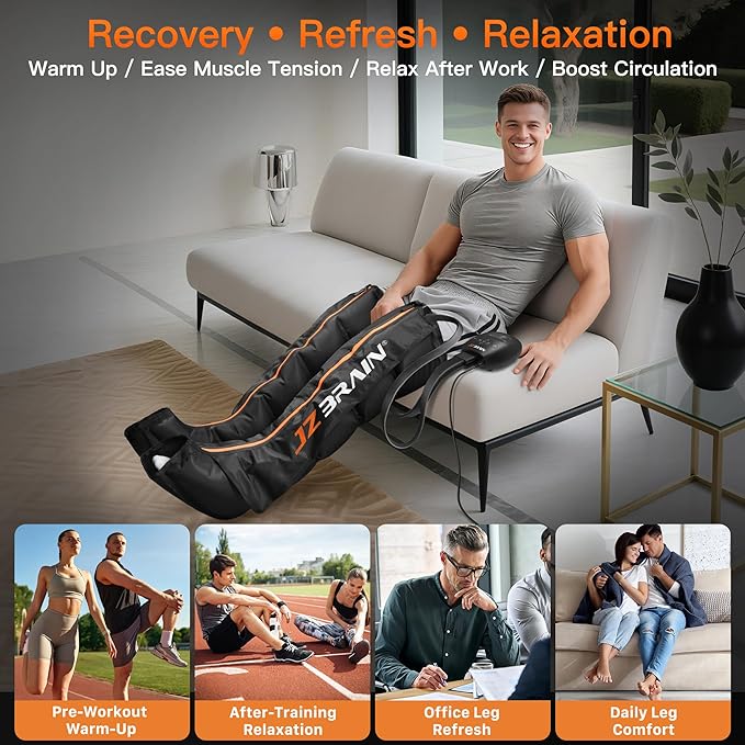 Air Compression Leg Recovery Boots : Dual-Power Sequential Compression System
