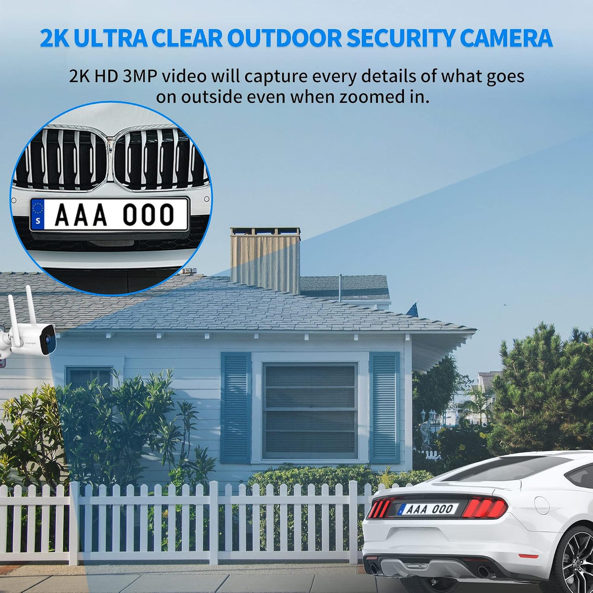 Septekon 2K Outdoor Security Cameras, 2.4G Wired WiFi, 4 Pack