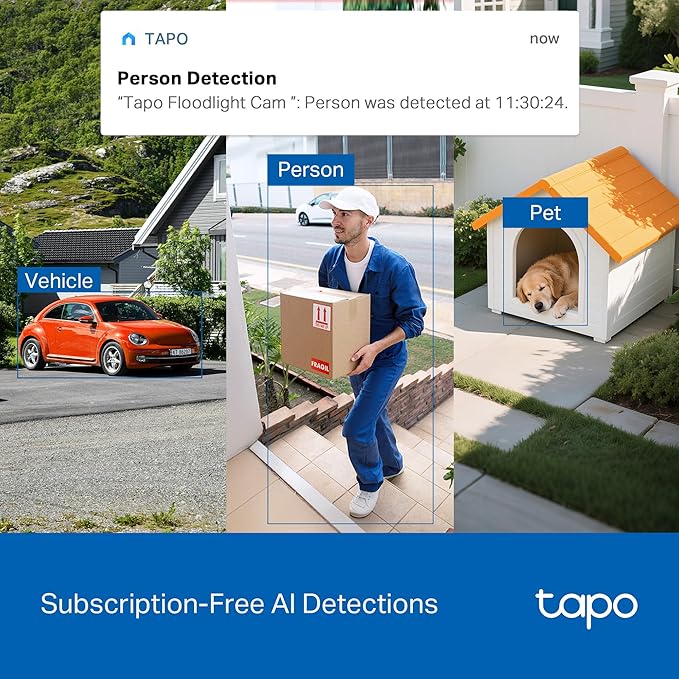 Tapo 2K Dimmable Floodlight Security Camera Outdoor Wireless w/Solar Panel