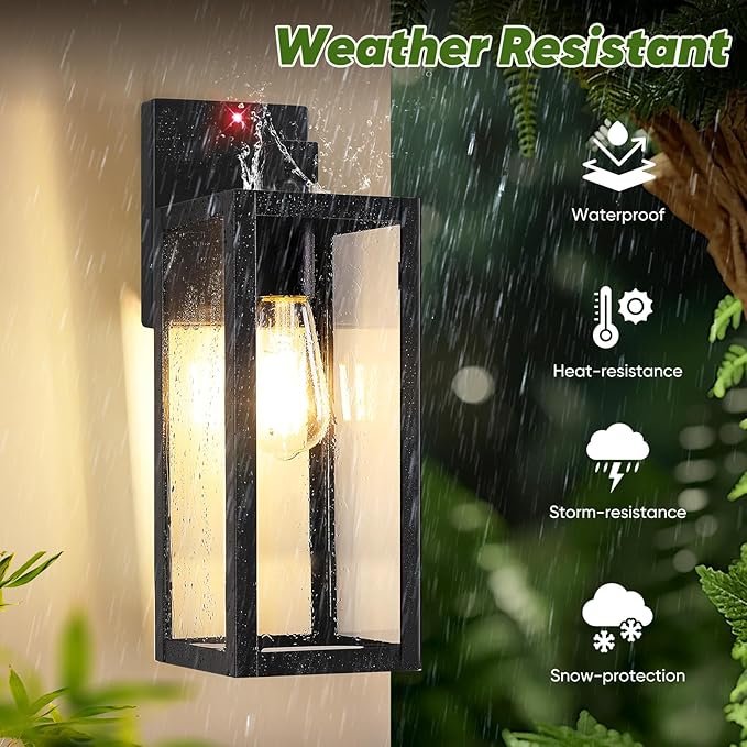 BesLowe Upgraded Motion Sensor Outdoor Wall Lights, 15” Dusk to Dawn Porch (2-Pack)