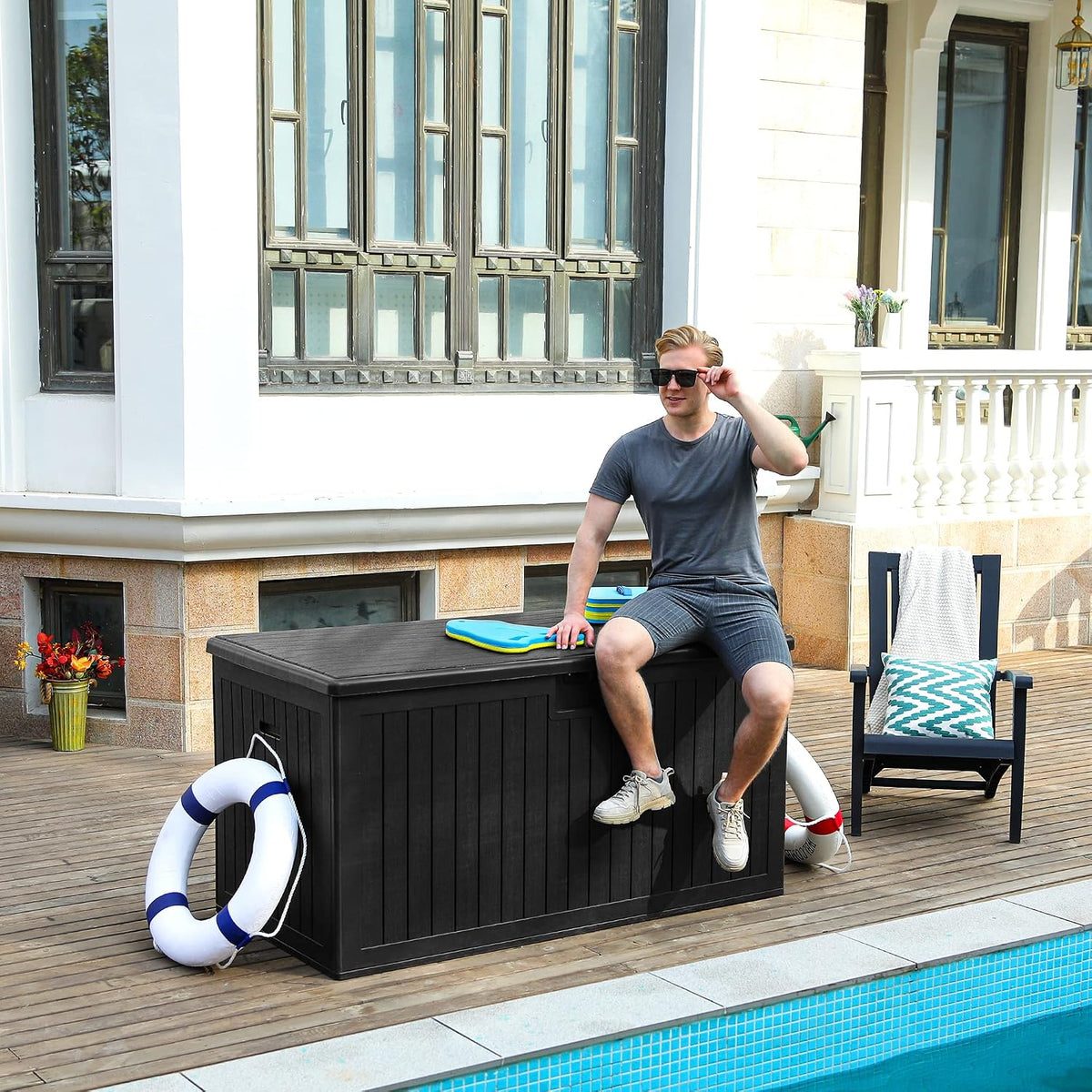 yitahome 180 gallon large deck box with side, package contents