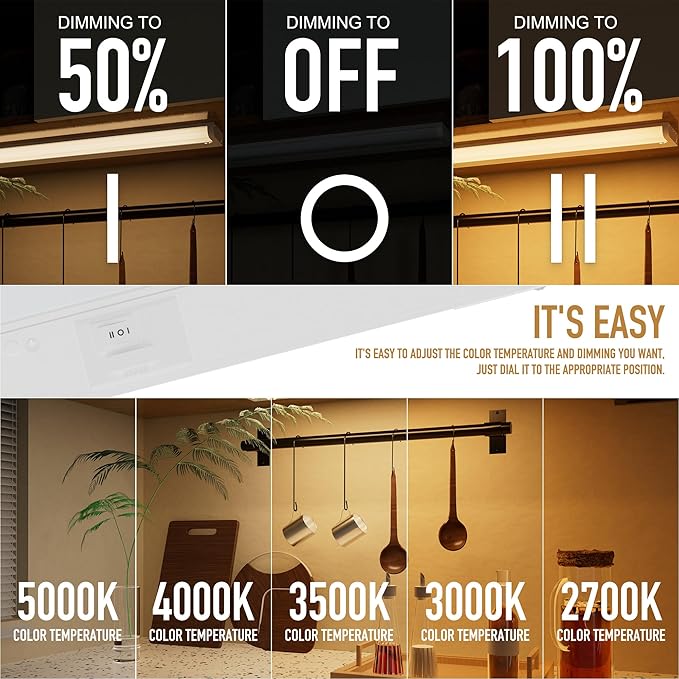ZAGO 18 Inch LED Hardwired Under Cabinet Lighting (4 Packs)