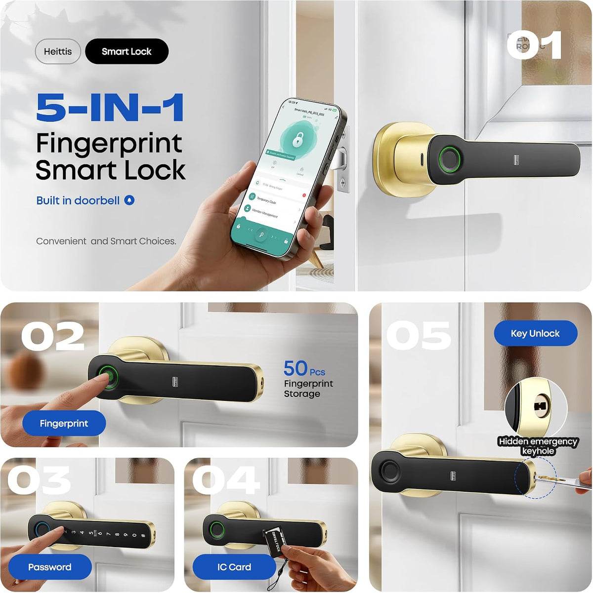 keyless entry door lock with keypad, smart electronic shown in use