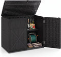 DREAMADE Horizontal Outdoor Storage Cabinet, 20 Cu.Ft Resin Shed, Black