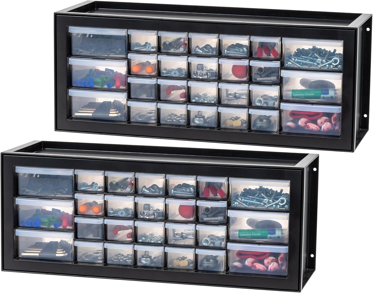 IRIS USA 26-Drawer Teacher Toolbox, 2 Pack, Craft Storage Drawers, Black