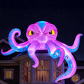 JOYIN 10FT Long Halloween Inflatable Rooftop Octopus Decoration with Built-in LED Lights, Self-Inflating Blow Up Octopus for Outdoor Yard Lawn Garden House Patio Porch, Spooky Glowing Halloween Decor