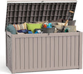 ROJIK Outdoor Storage Housing Deck Box - Waterproof Patio Furniture, Garden Tools, Cushions, Pool Accessories Storage Bench with Lockable Lid and Side Handles (Grey 200 Gal)
