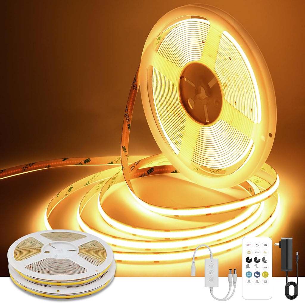 pandery cob led strip lights warm white, 24v, side view