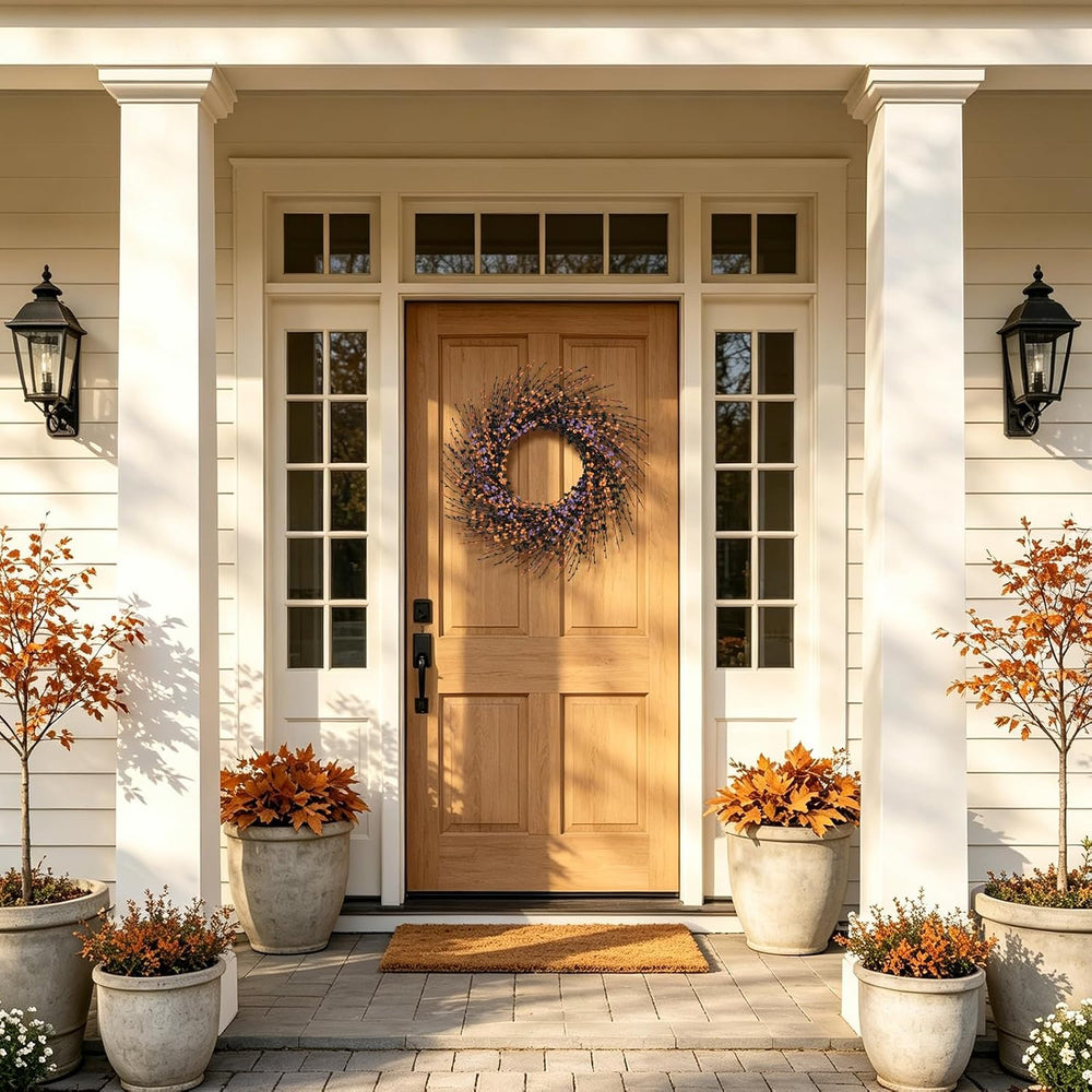 Idyllic 24 Inch Halloween Wreath Black Orange Purple for Front Door