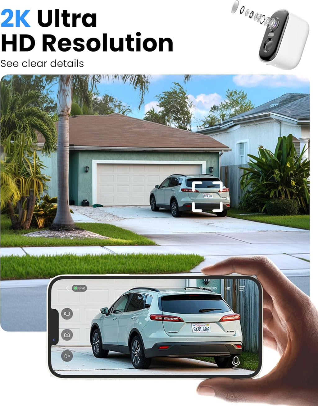 misecu security cameras wireless outdoor, 2k battery powered shown in use