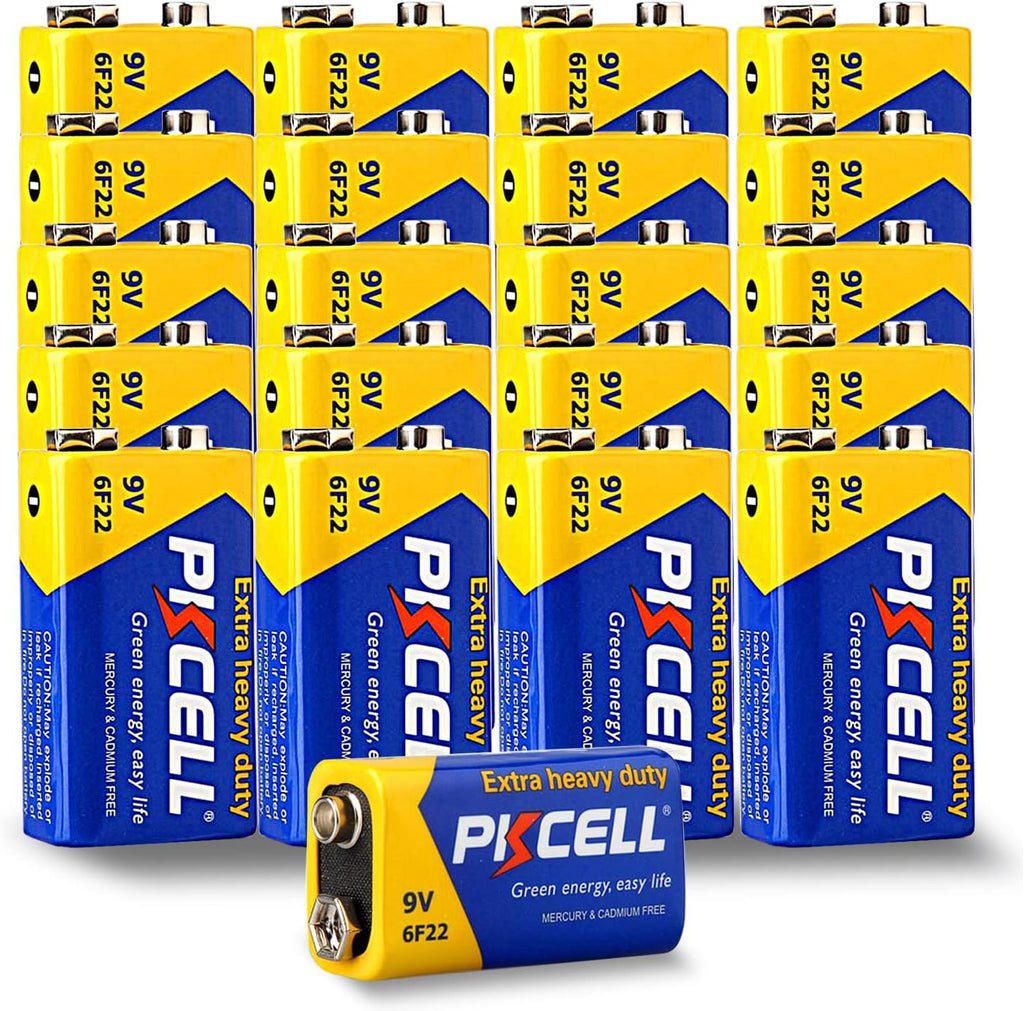 PKCELL 9V Batteries, 100 Pack 9 Volt Batteries Carbon Zinc, 9V Battery
