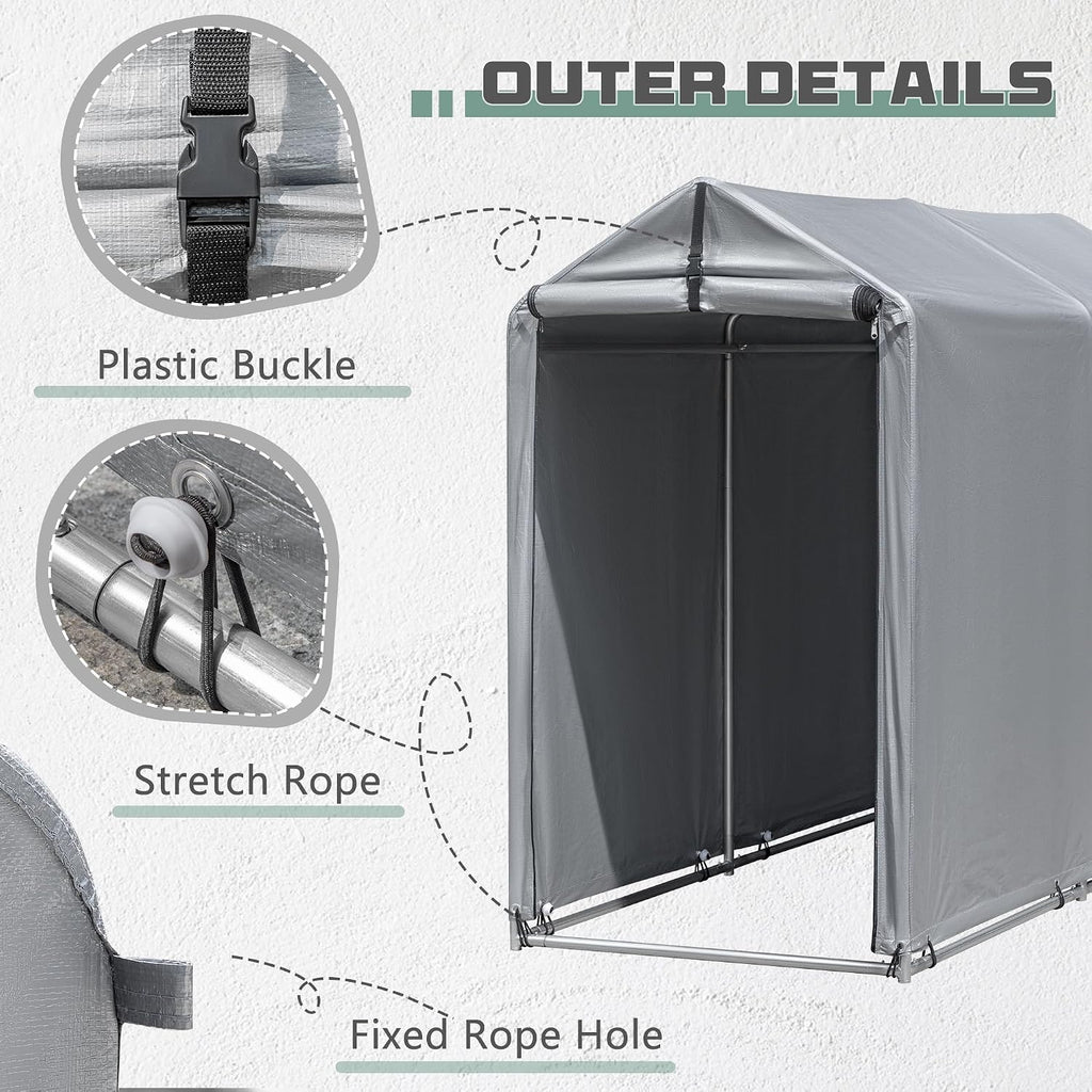 flamaker 6' x 3' small bike tent storage, side view