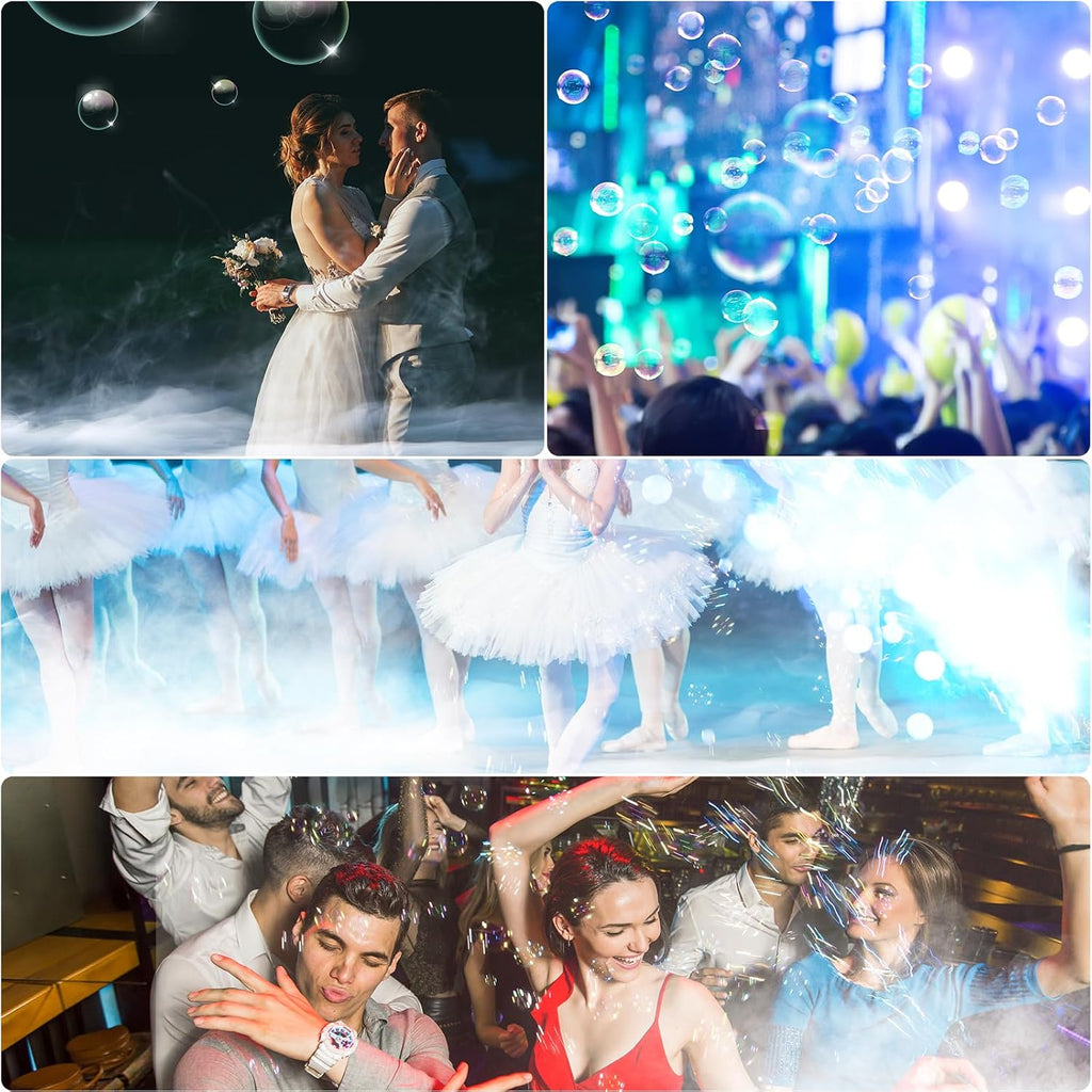 2000W Fog Machine, 3 in 1 Fog Bubble Machine with 2 Bubble Fans, 18 RGB LED Lights Smoke Bubble ALL IN ONE Fog Machine, Bubble Machine for Halloween Christmas Party Wedding, 4 Pack