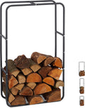 Relaxdays Firewood Rack, Log Stacking Aid, Steel, for in-and Outdoor Use, Wood Pile Shelf, Anthracite, 100 x 60 x 25 cm
