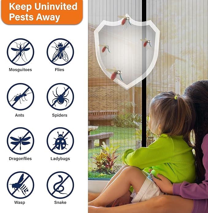Magnetic Screen Door, Screen Door Mesh, Keep Bugs Out, Easy Install Works