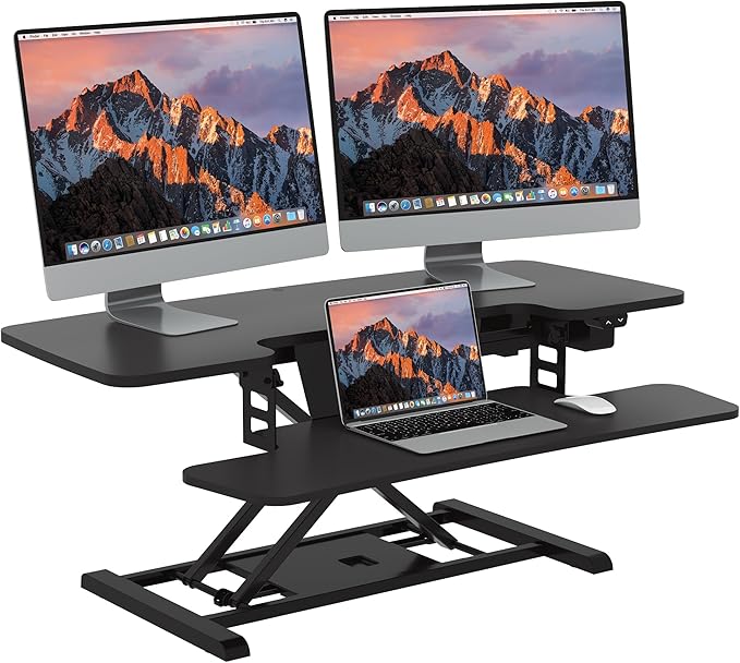 SANODESK 40" Electric Standing Desk Converter， Height Adjustable Riser