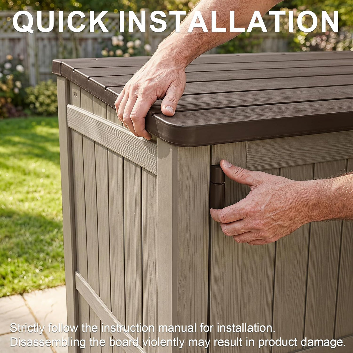 outdoor storage box & cabinet 36 cu ft showing dimensions
