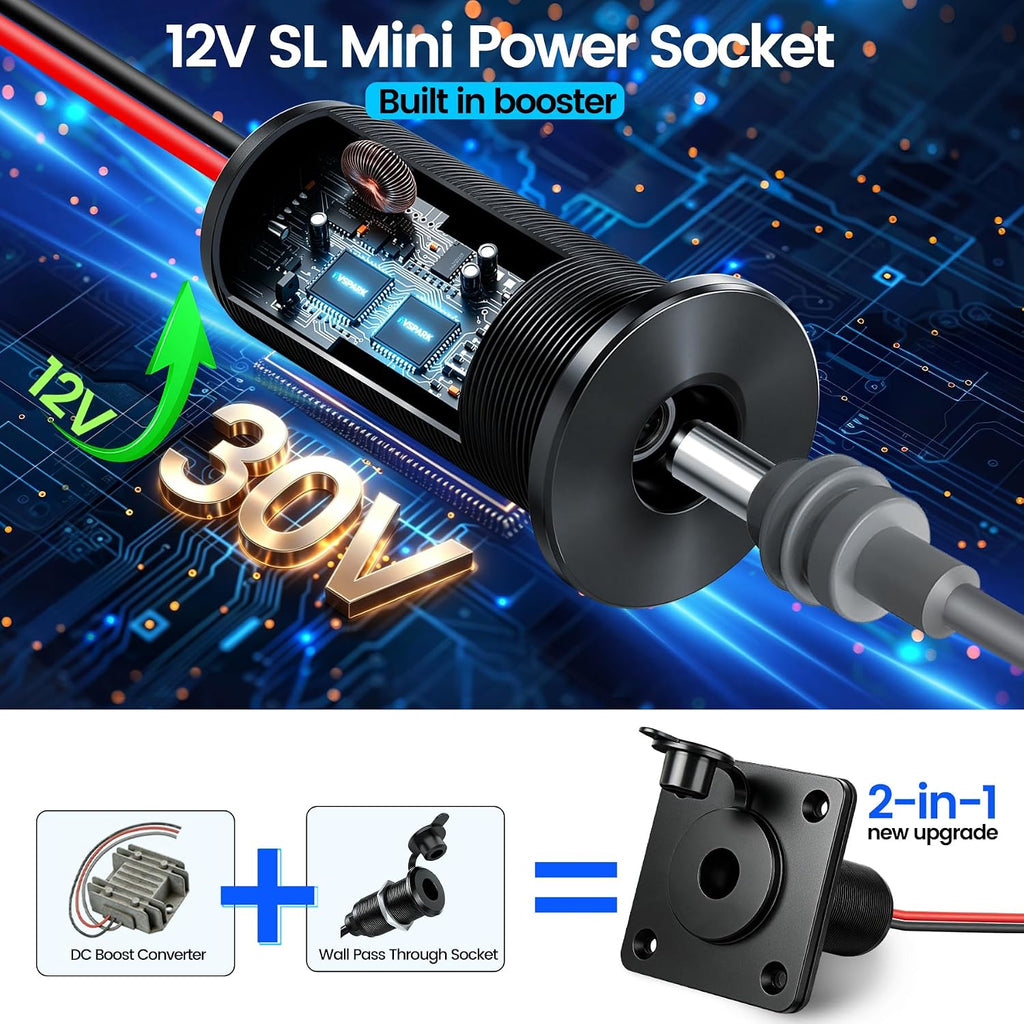 30v bulkhead fitting power supply pass through for, side view