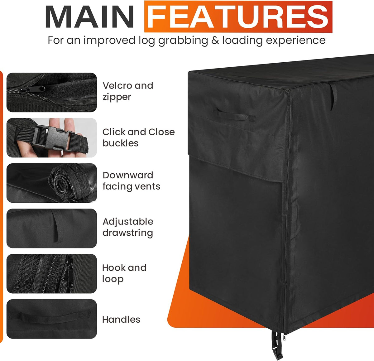 12ft waterproof firewood rack cover - heavy duty shown in use