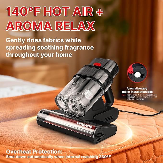 Shop-Vac Mattress Vacuum Cleaner, 14KPa Powerful Bed Vacuum