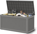 300 Gal Deck Box, Outdoor Storage Box Waterproof Lockable, Gas Lift,Grey
