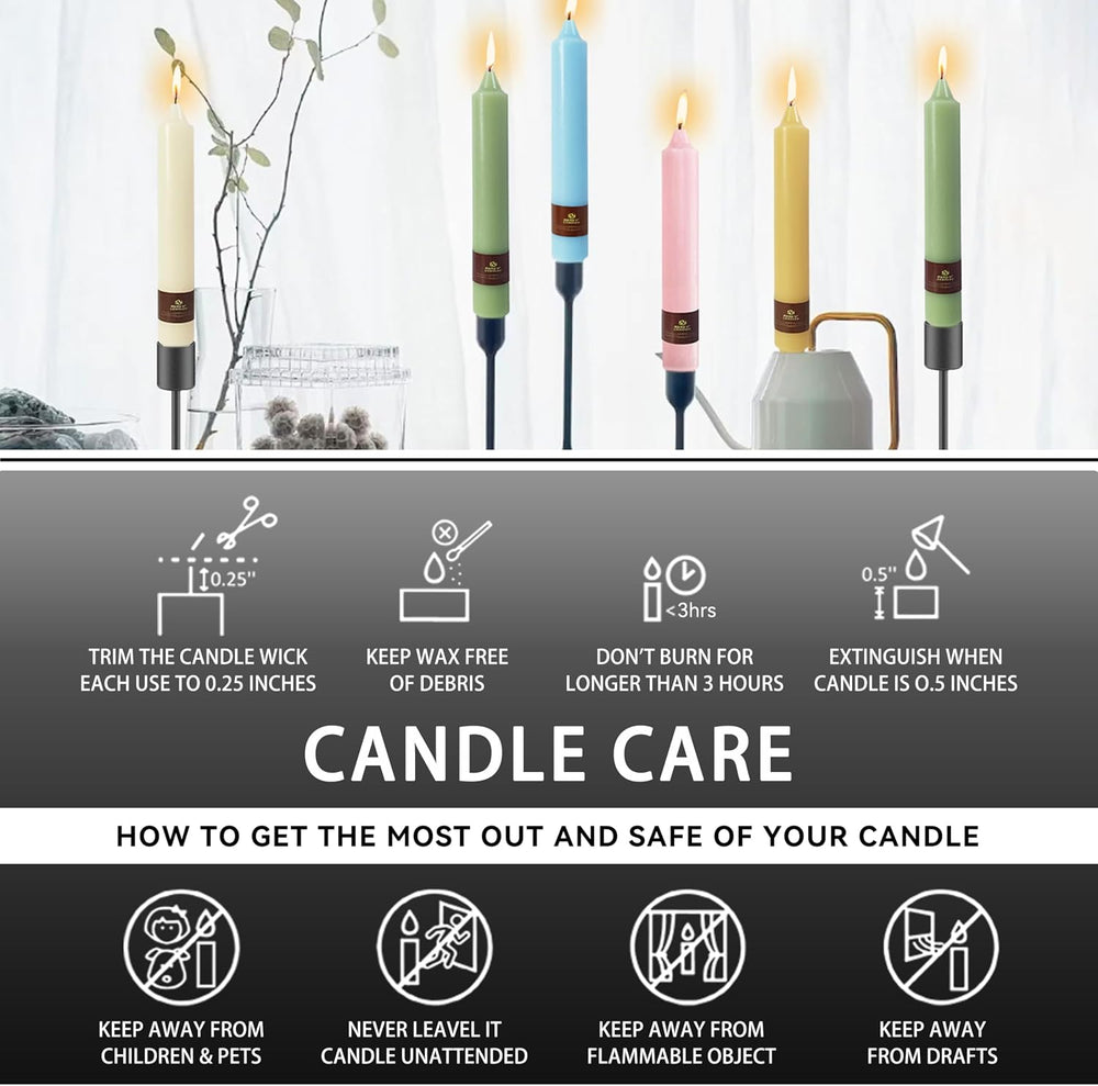 Black Halloween Taper Candles 4 Pack Hand-Poured 9 Inch Unscented Long Tapere...