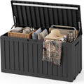 120Gal Outdoor Storage Box,Weatherproof Deck Box with Wheels,Black