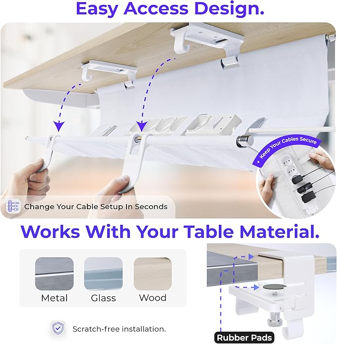 Ascrono Original No Drill Under Desk Cable Management Tray 40.6"