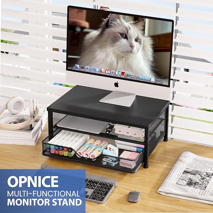 OPNICE Computer Monitor Stand Riser, Desk Organizer (2-Pack)