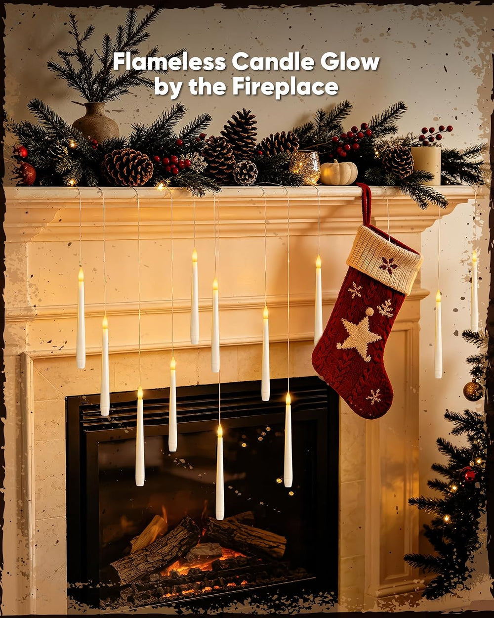 30PCS Floating Candles with Wand Remote, Flameless Hanging Taper Candles with...