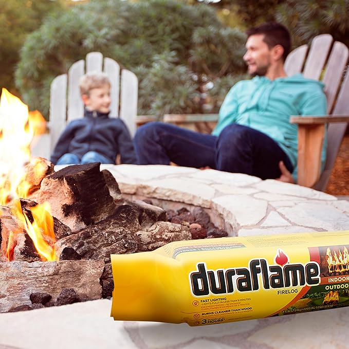 Duraflame 4.5 Pound 3 Hour Long Burn Time Indoor Outdoor Quick Light Fire Log (18-Pack)