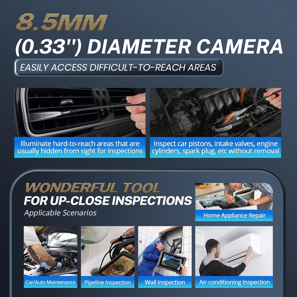 autel maxivideo mv108s digital inspection camera, 2026 newer, package contents