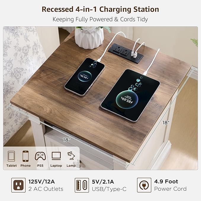 T4TREAM Farmhouse Nightstand