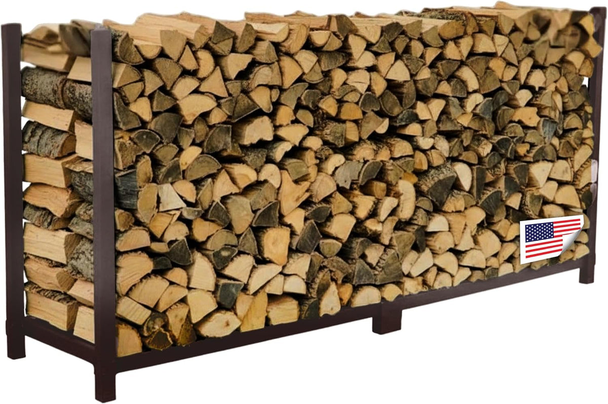 Woodhaven 8-ft Raised Firewood Rack Brown, 1/2 Cord w/o Cover | Made in USA