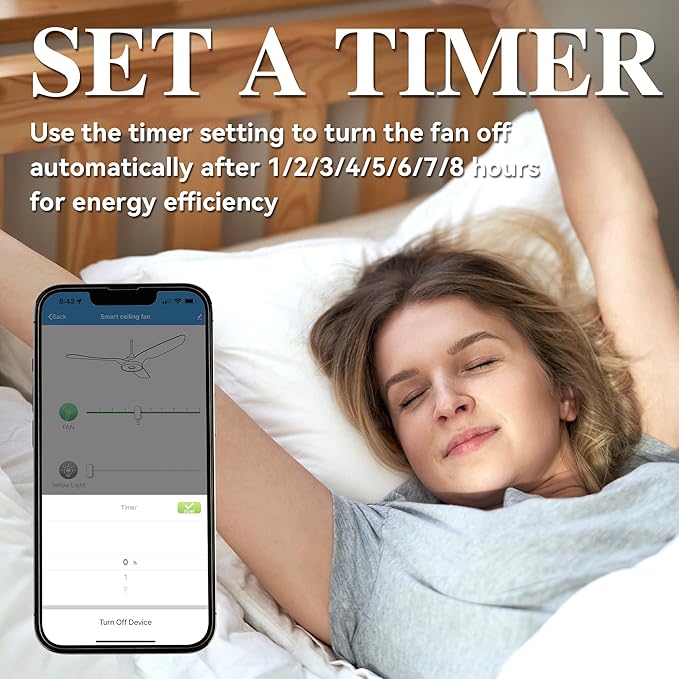 SMAAIR 52 Inch Flush Mount Smart Ceiling Fan