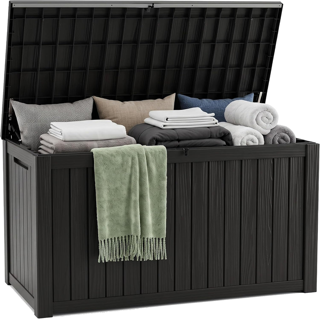 EasyUp 250Gal Large Outdoor Storage Box Waterproof Lockable Deck Boxes