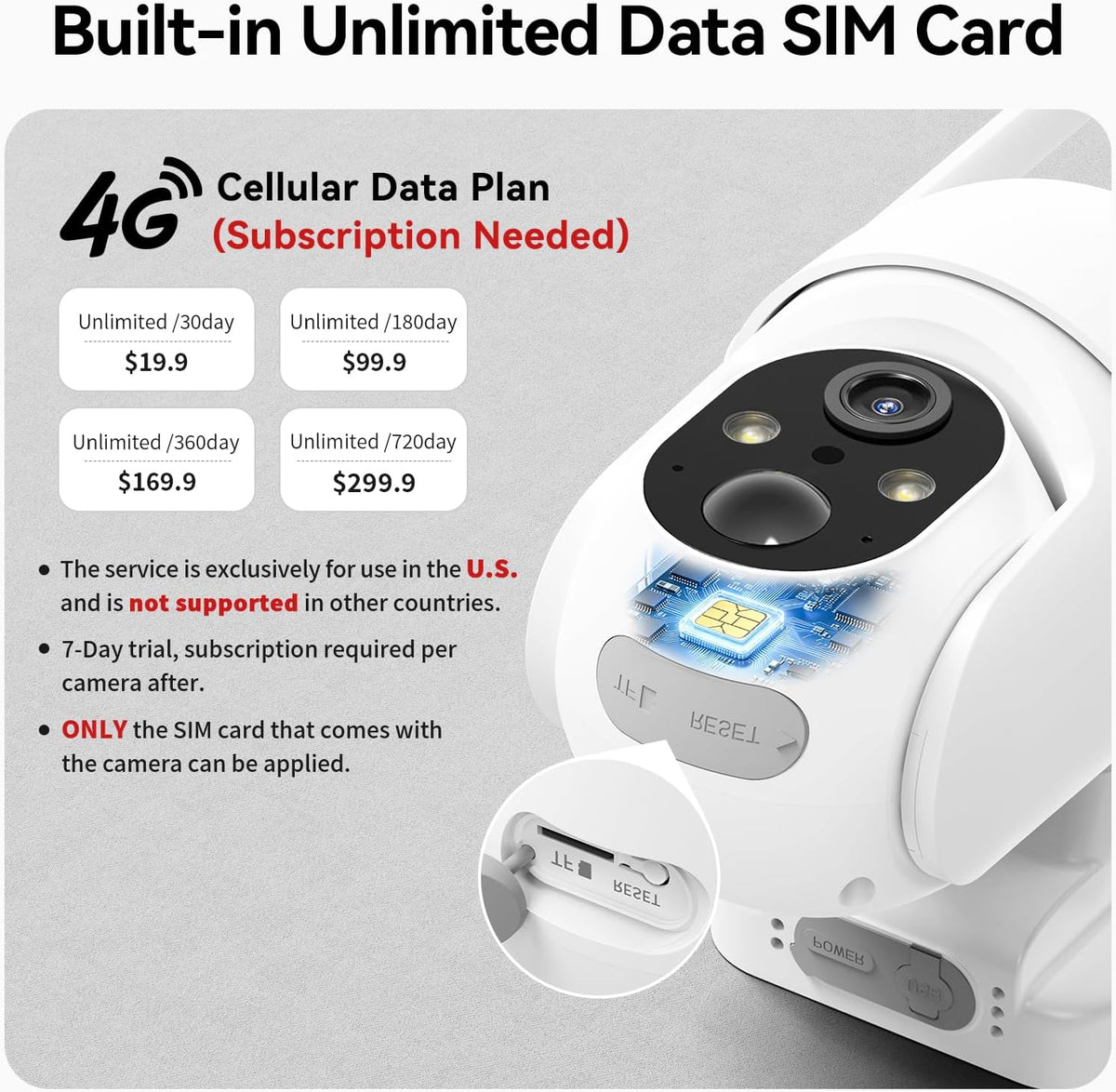sehmua 2 pack 4g lte cellular solar security, close-up detail
